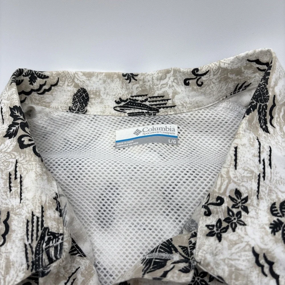 Columbia PFG Button Down Shirt Mens Size Large Hawaiian Fishing Multicolored Cot